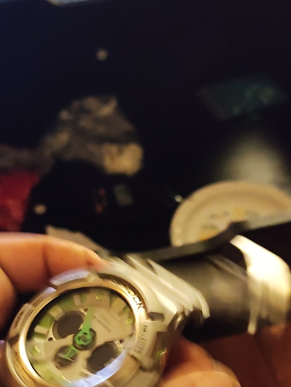 G-Shock Silver Watch with Green Accents